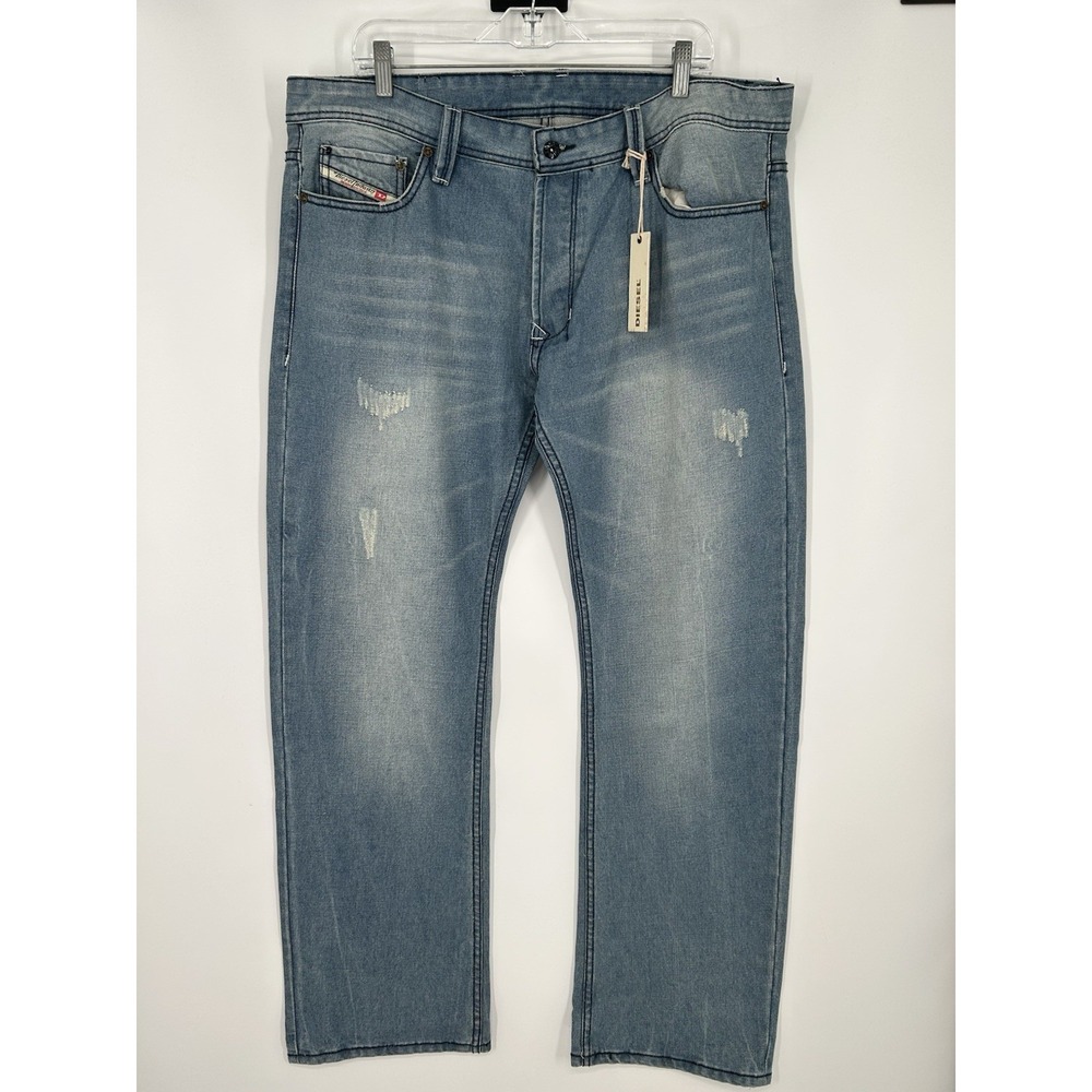 Diesel‎ Larkee Straight Leg Regular Fit Medium Wash Distressed Jeans Size 38x34